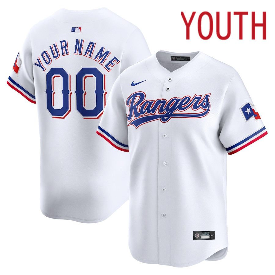 Youth Texas Rangers Nike White Home Limited Custom MLB Jersey